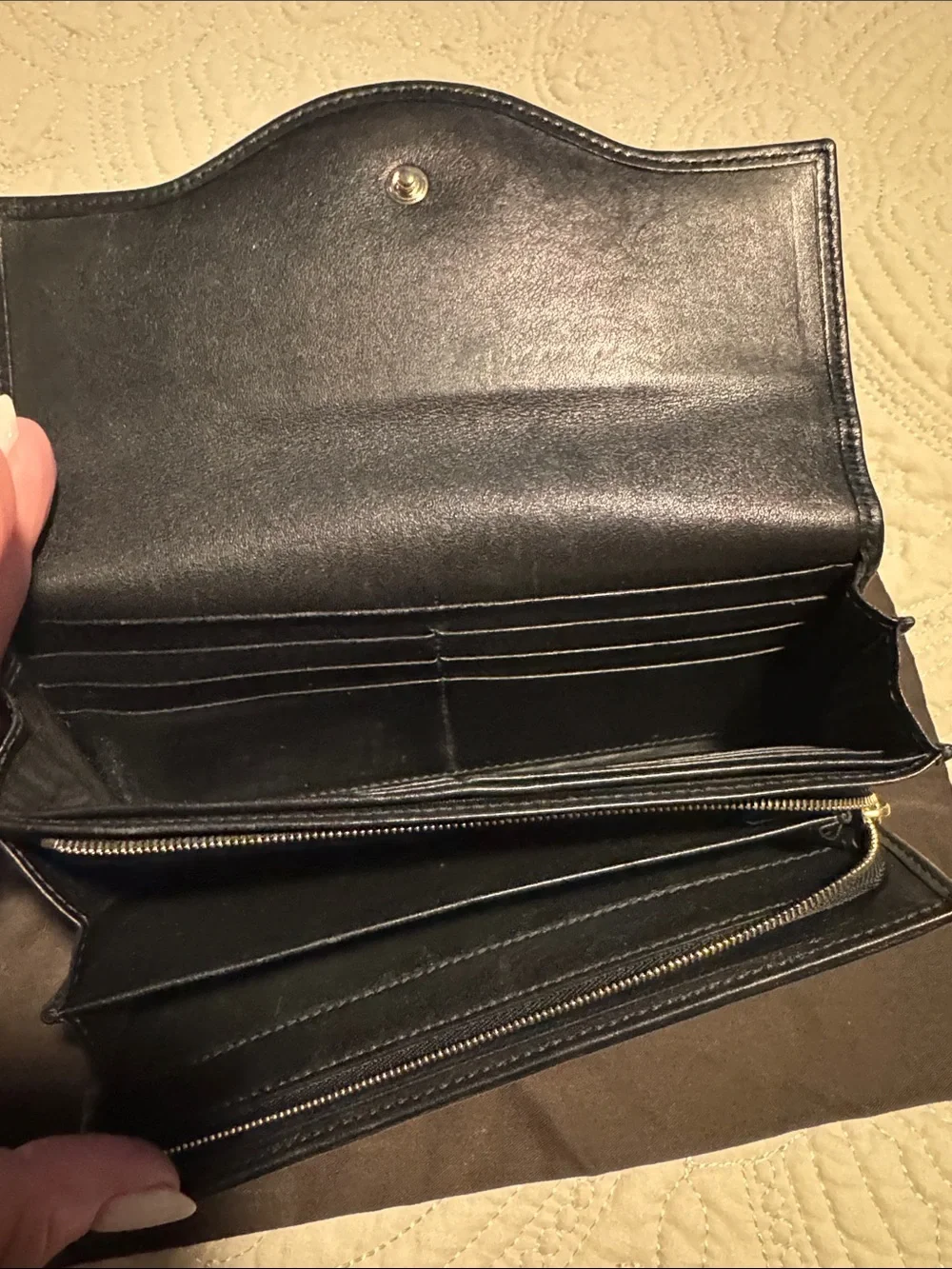 Gucci Black Embossed GG Leather Wallet with Gold Double G
